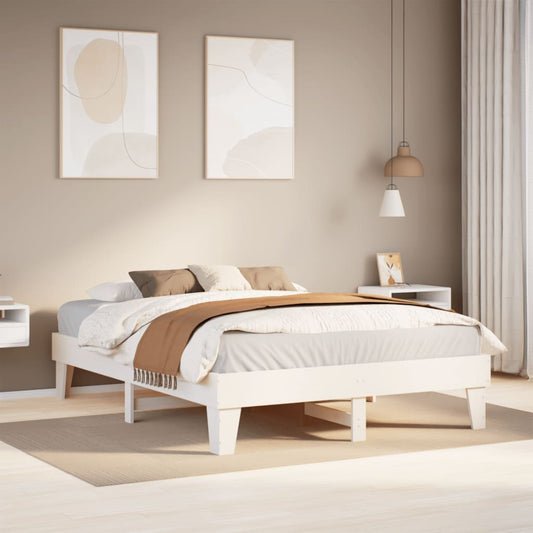 Letto senza Materasso Bianco 140x190 cm Legno Massello di Pino - homemem39