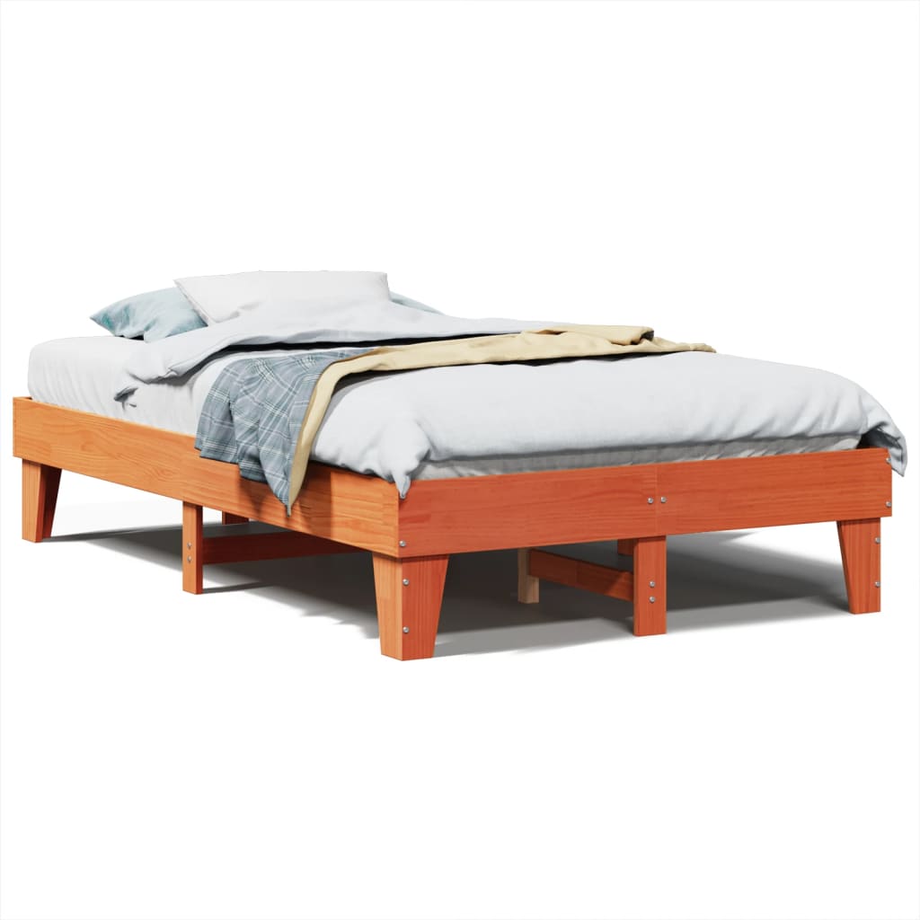 Letto senza Materasso Marrone Cera 135x190 cm in Legno di Pino | homemem39
