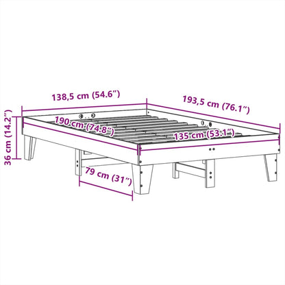 Letto senza Materasso Marrone Cera 135x190 cm in Legno di Pino | homemem39