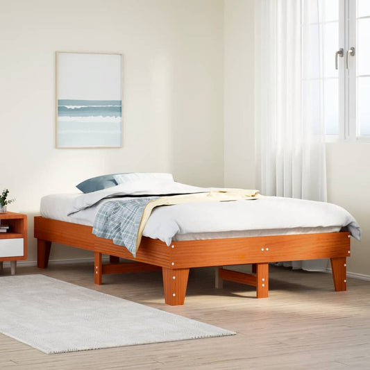 Letto senza Materasso Marrone Cera 135x190 cm in Legno di Pino | homemem39