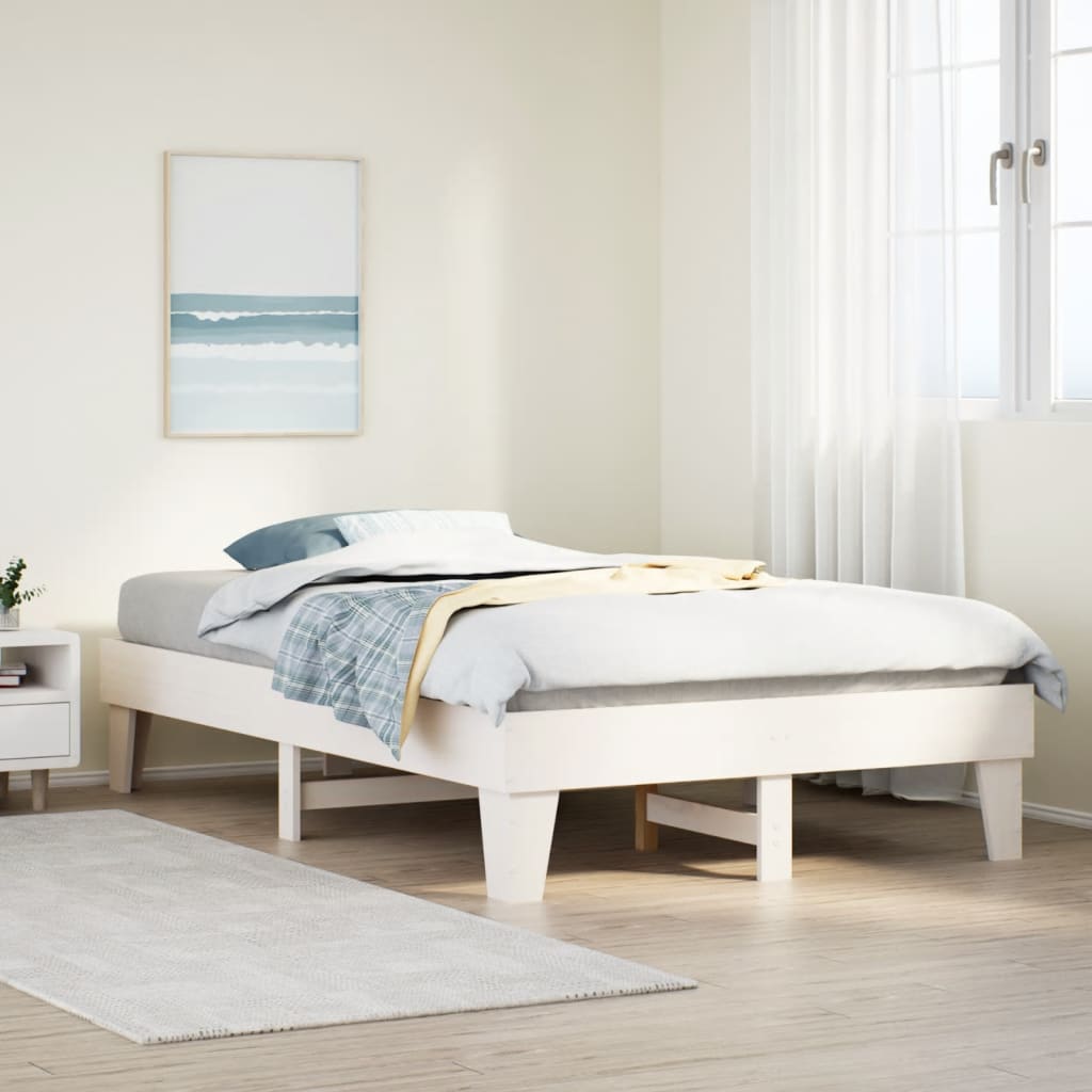 Letto senza Materasso Bianco 120x190 cm Legno Massello di Pino - homemem39