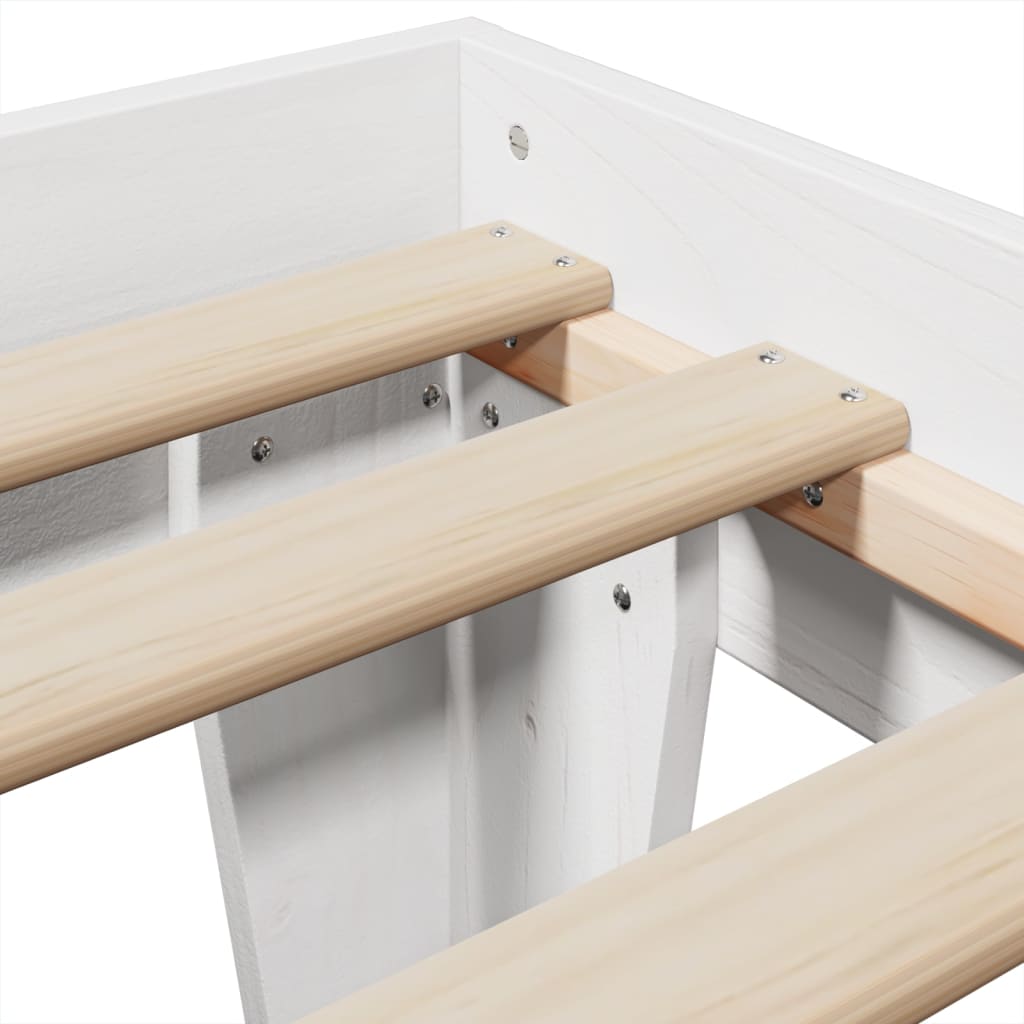 Letto senza Materasso Bianco 90x190 cm in Legno Massello Pino