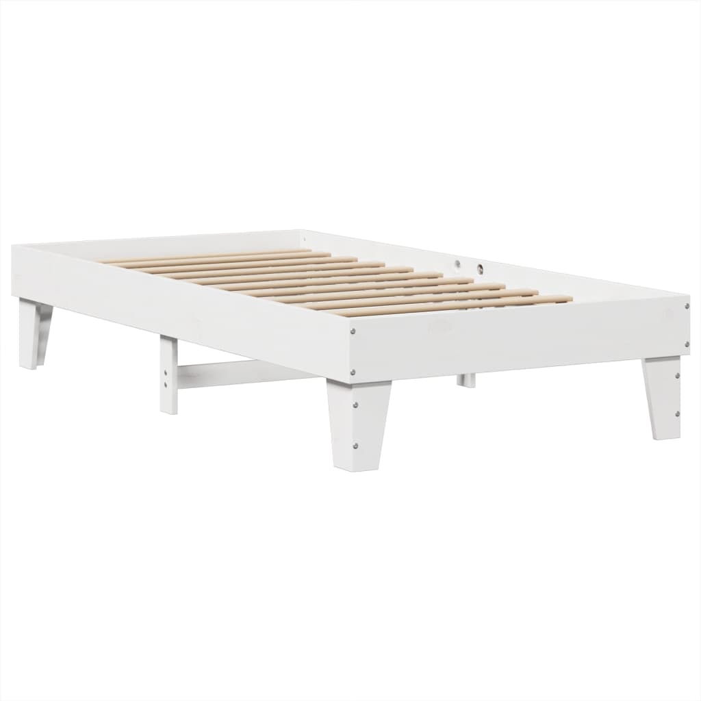 Letto senza Materasso Bianco 75x190 in Legno Massello di Pino | homemem39