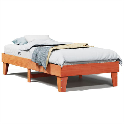 Letto senza Materasso Marrone Cera 75x190 cm in Legno di Pino | homemem39