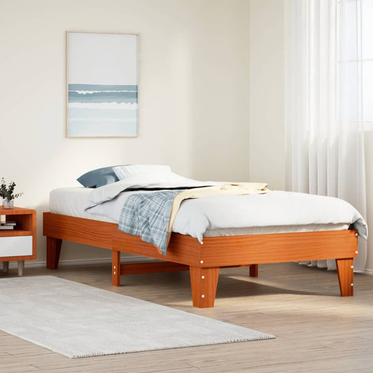 Letto senza Materasso Marrone Cera 75x190 cm in Legno di Pino | homemem39
