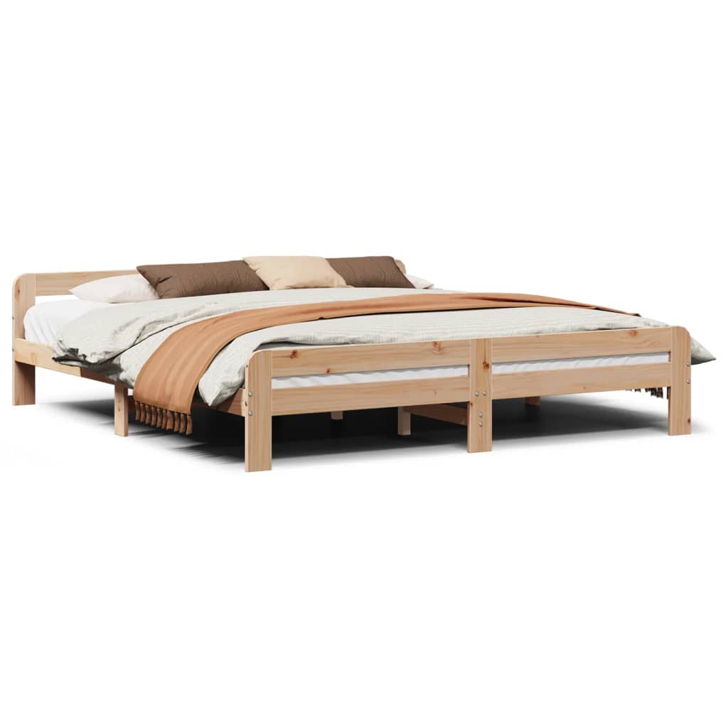 Letto senza Materasso 200x200 cm in Legno Massello di Pino - homemem39