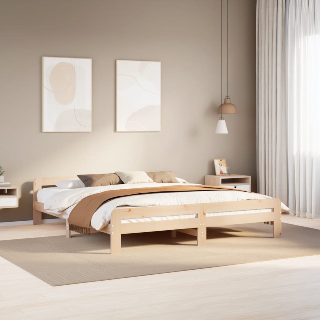 Letto senza Materasso 200x200 cm in Legno Massello di Pino - homemem39