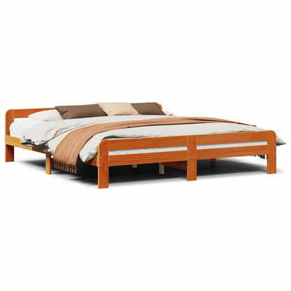 Letto senza Materasso Marrone Cera 200x200 cm in Legno di Pino | homemem39