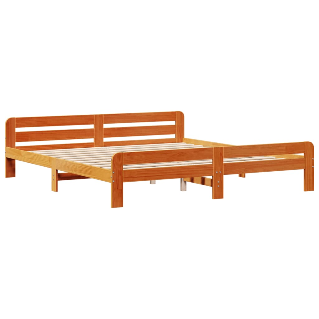 Letto senza Materasso Marrone Cera 200x200 cm in Legno di Pino | homemem39