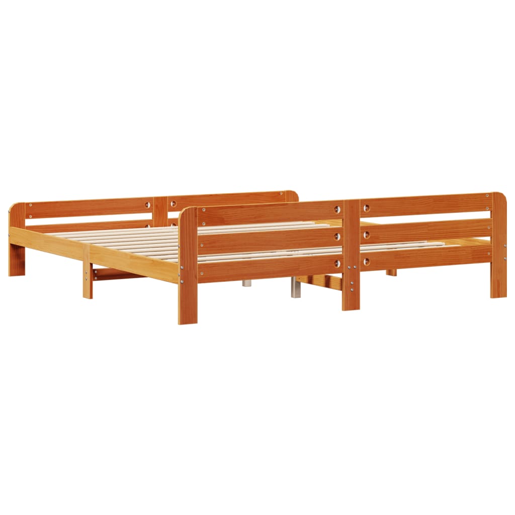 Letto senza Materasso Marrone Cera 200x200 cm in Legno di Pino | homemem39