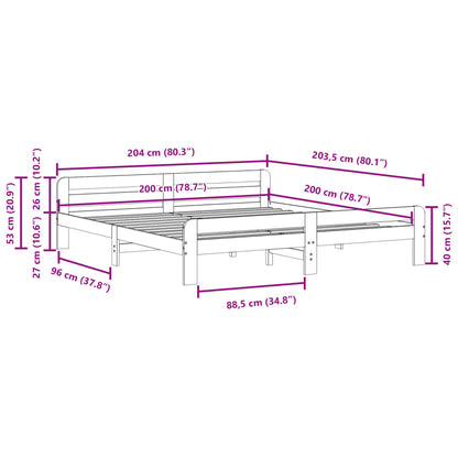 Letto senza Materasso Marrone Cera 200x200 cm in Legno di Pino | homemem39