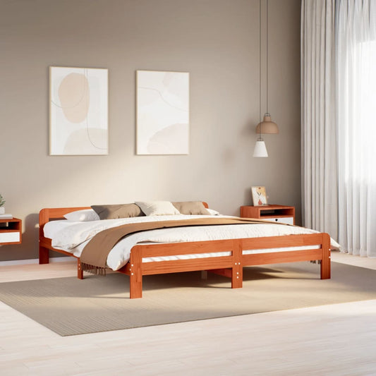 Letto senza Materasso Marrone Cera 200x200 cm in Legno di Pino - homemem39