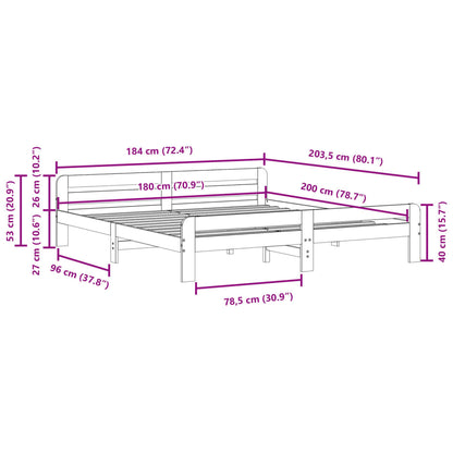 Letto senza Materasso Marrone Cera 180x200 cm in Legno di Pino | homemem39