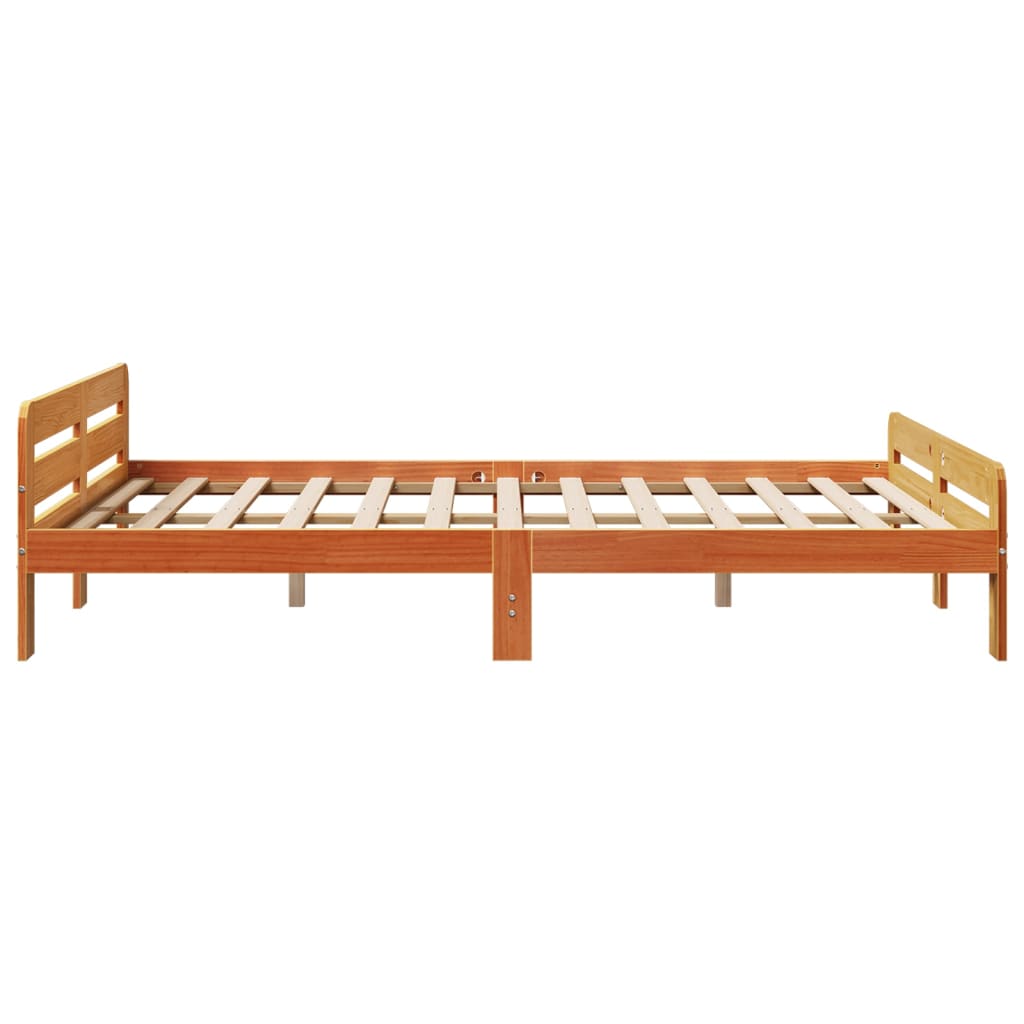 Letto senza Materasso Marrone Cera 160x200 cm in Legno di Pino | homemem39