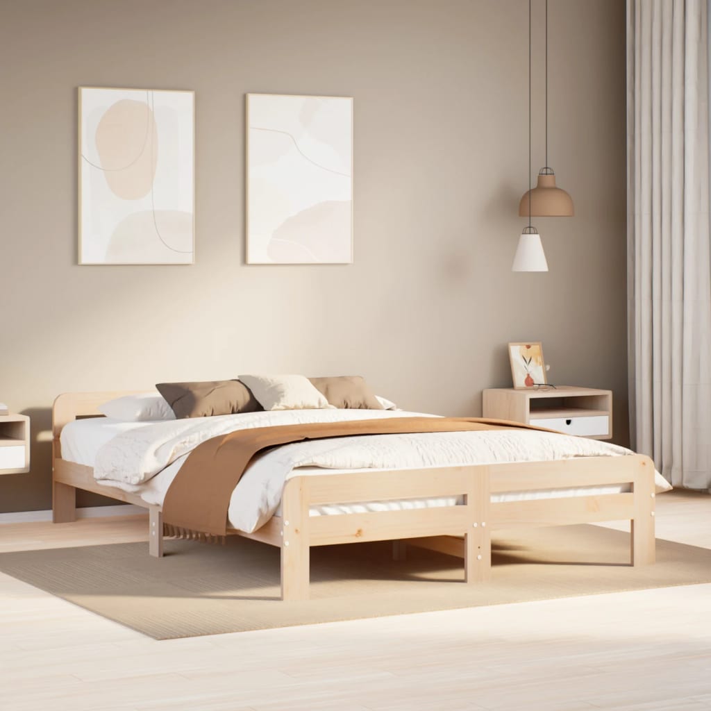 Letto senza Materasso 150x200 cm in Legno Massello di Pino - homemem39