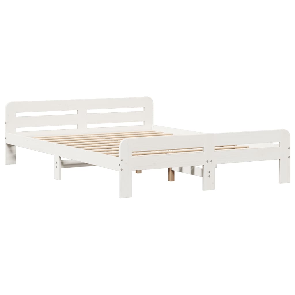 Letto senza Materasso Bianco 150x200 cm Legno Massello di Pino | homemem39