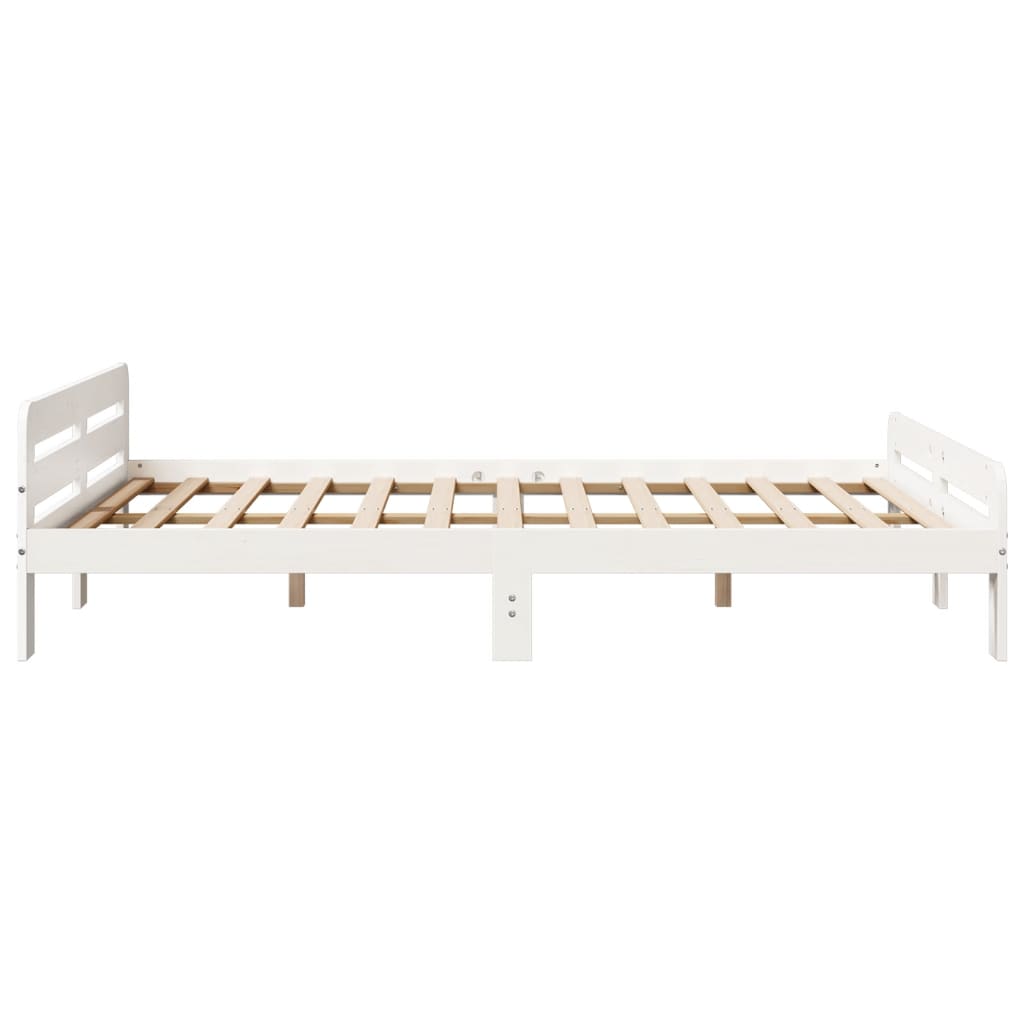 Letto senza Materasso Bianco 150x200 cm Legno Massello di Pino - homemem39