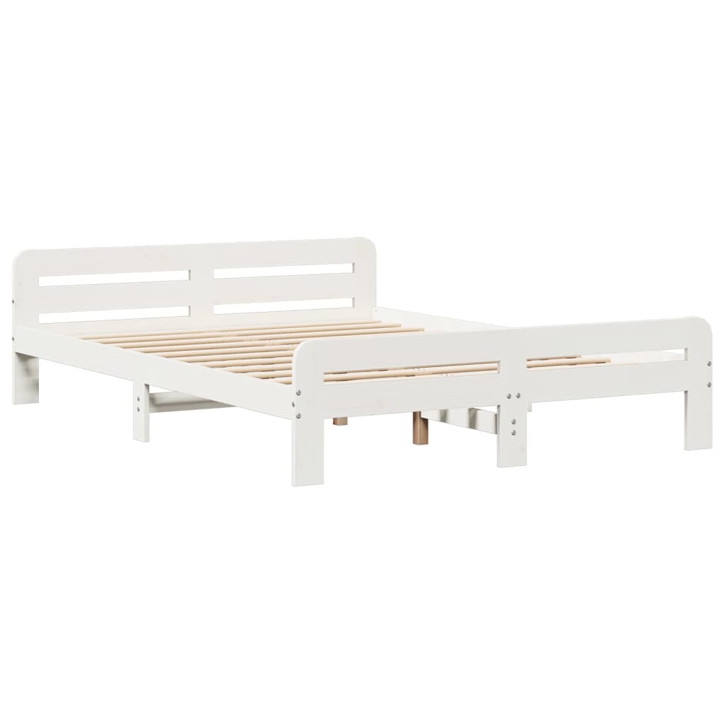 Letto senza Materasso Bianco 140x200 cm Legno Massello di Pino | homemem39