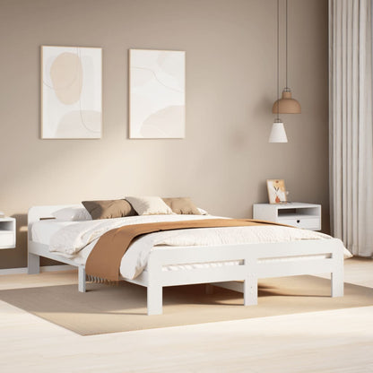 Letto senza Materasso Bianco 140x200 cm Legno Massello di Pino - homemem39
