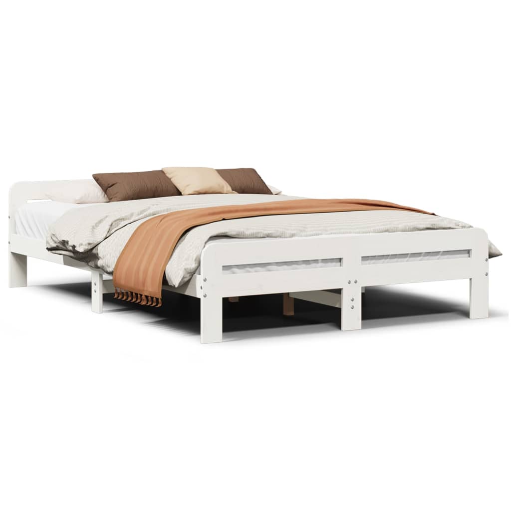 Letto senza Materasso Bianco 140x190 cm Legno Massello di Pino - homemem39