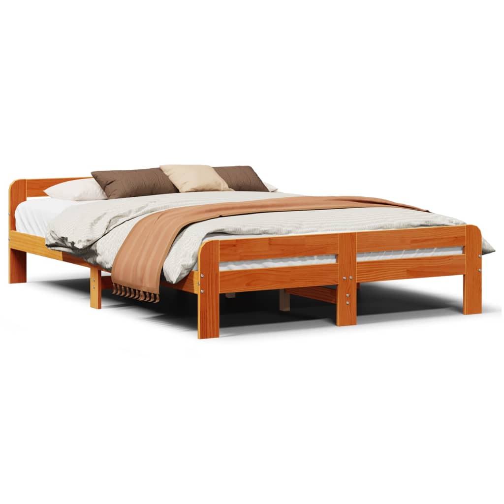 Letto senza Materasso Marrone Cera 140x190 cm in Legno di Pino - homemem39