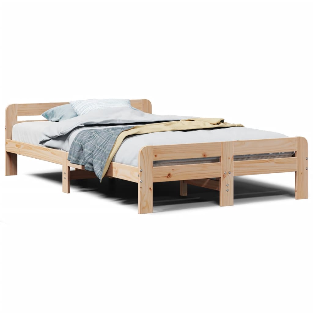 Letto senza Materasso 135x190 cm in Legno Massello di Pino - homemem39