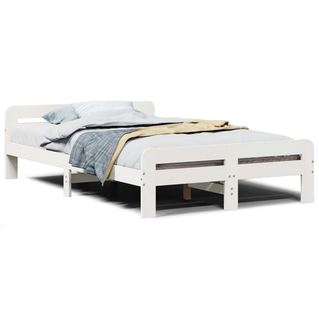 Letto senza Materasso Bianco 135x190 cm Legno Massello di Pino - homemem39