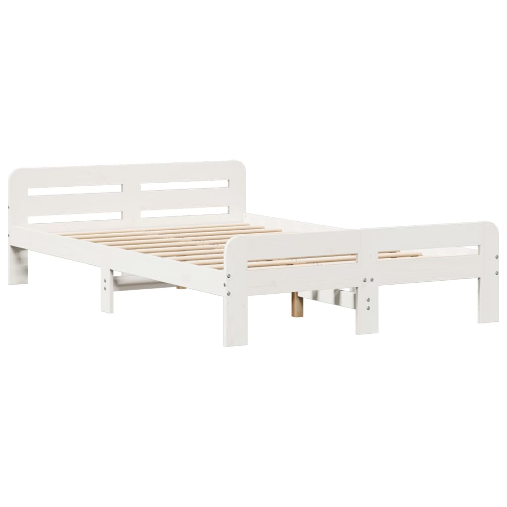 Letto senza Materasso Bianco 135x190 cm Legno Massello di Pino | homemem39