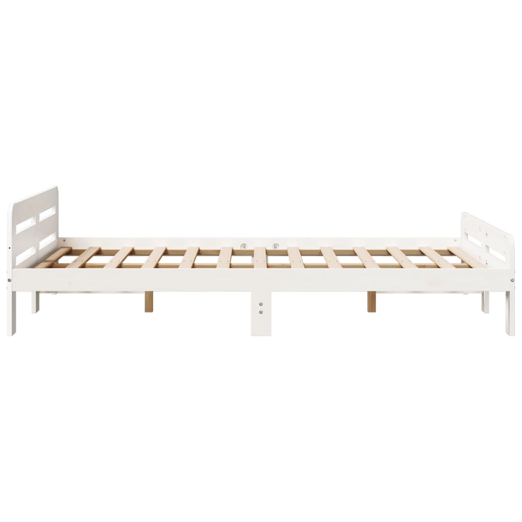 Letto senza Materasso Bianco 135x190 cm Legno Massello di Pino - homemem39