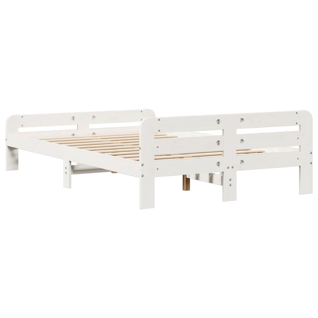 Letto senza Materasso Bianco 135x190 cm Legno Massello di Pino | homemem39