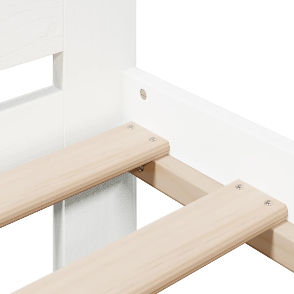 Letto senza Materasso Bianco 135x190 cm Legno Massello di Pino | homemem39