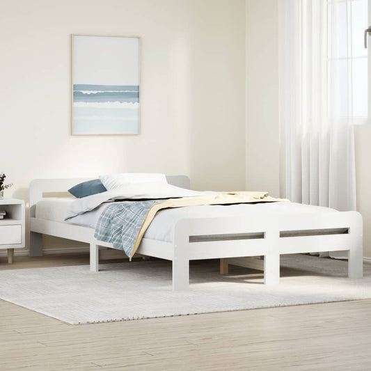 Letto senza Materasso Bianco 135x190 cm Legno Massello di Pino - homemem39