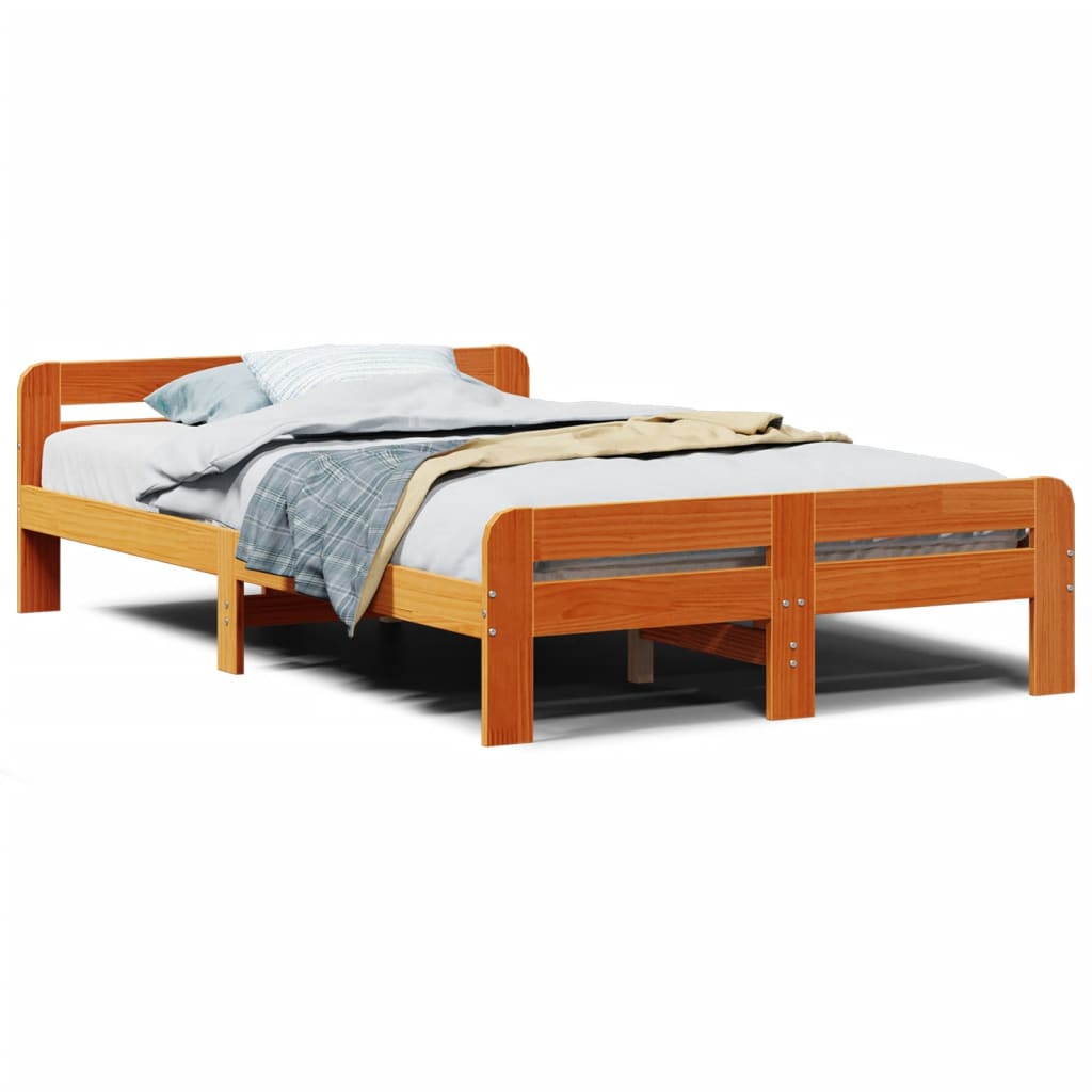 Letto senza Materasso Marrone Cera 135x190 cm in Legno di Pino | homemem39