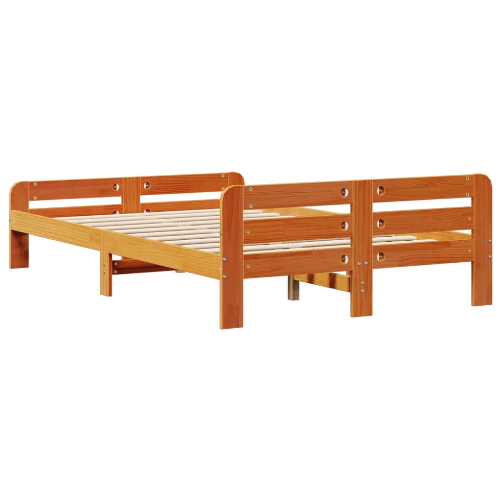 Letto senza Materasso Marrone Cera 135x190 cm in Legno di Pino | homemem39