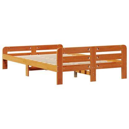 Letto senza Materasso Marrone Cera 135x190 cm in Legno di Pino | homemem39