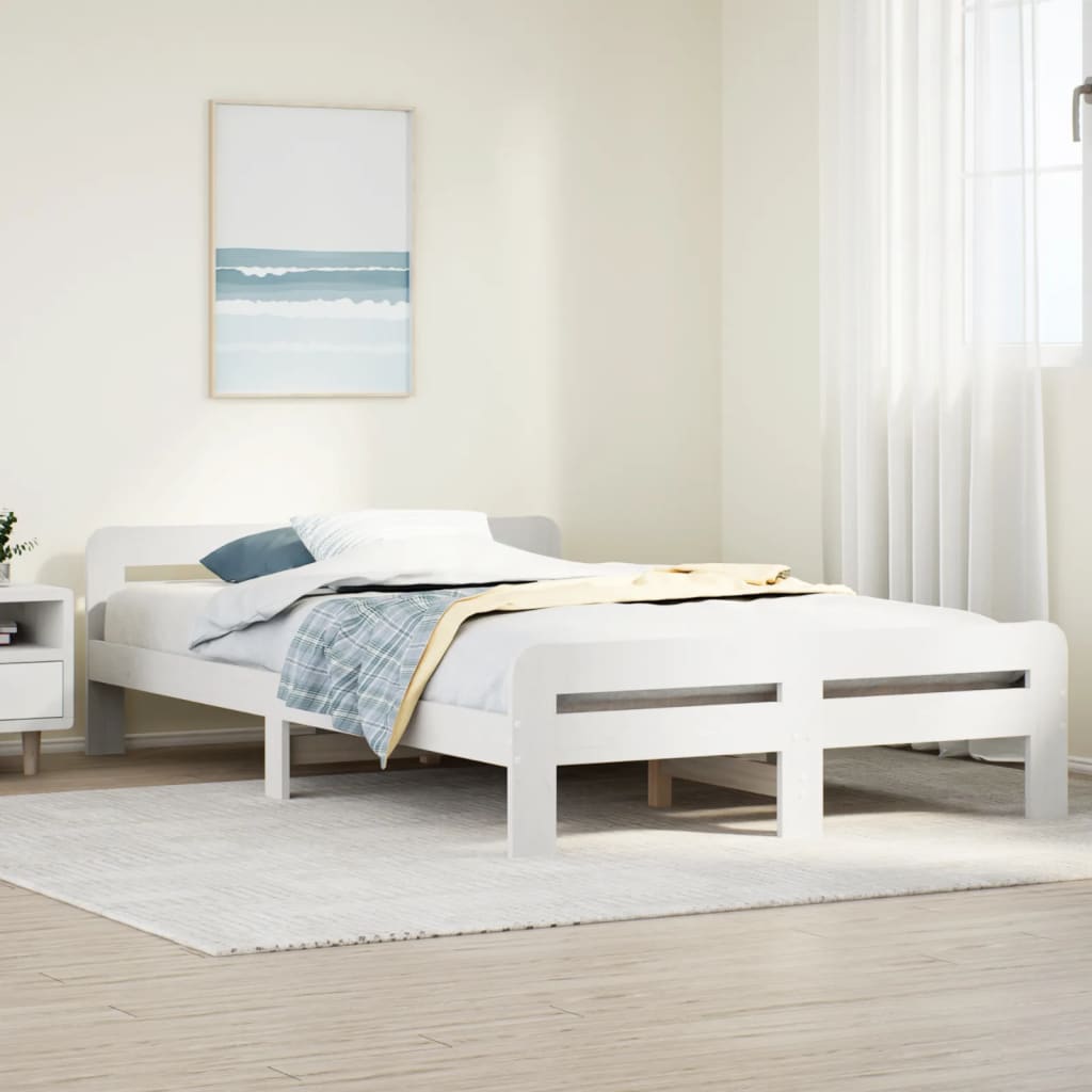 Letto senza Materasso Bianco 120x190 cm Legno Massello di Pino - homemem39