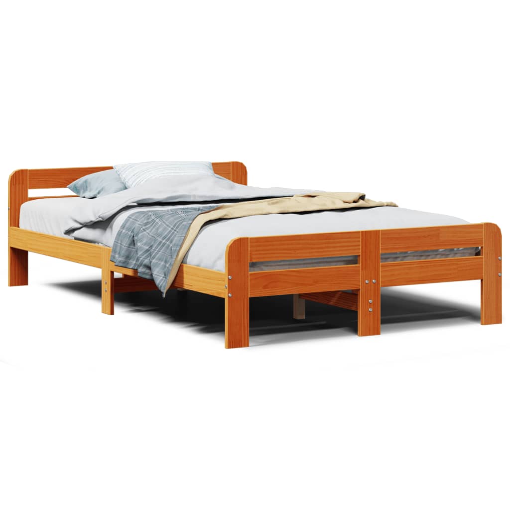 Letto senza Materasso Marrone Cera 120x190 cm in Legno di Pino - homemem39