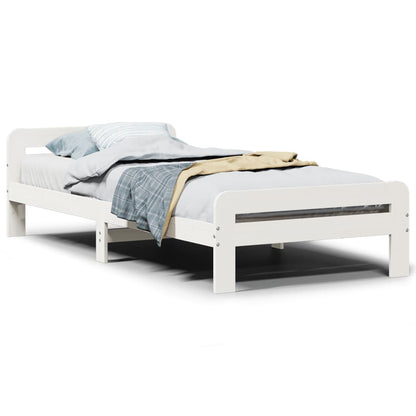 Letto senza Materasso Bianco 75x190 in Legno Massello di Pino - homemem39