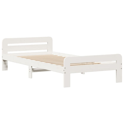Letto senza Materasso Bianco 75x190 in Legno Massello di Pino - homemem39