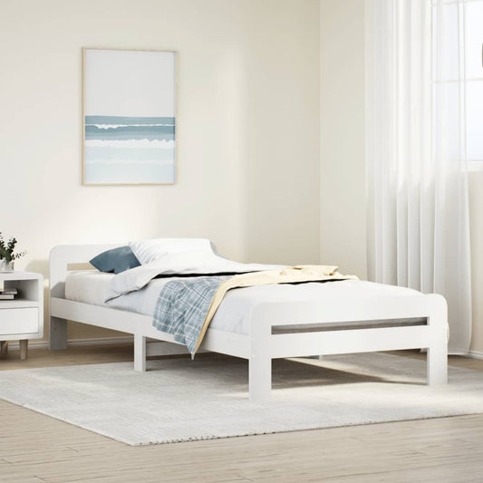 Letto senza Materasso Bianco 75x190 in Legno Massello di Pino - homemem39