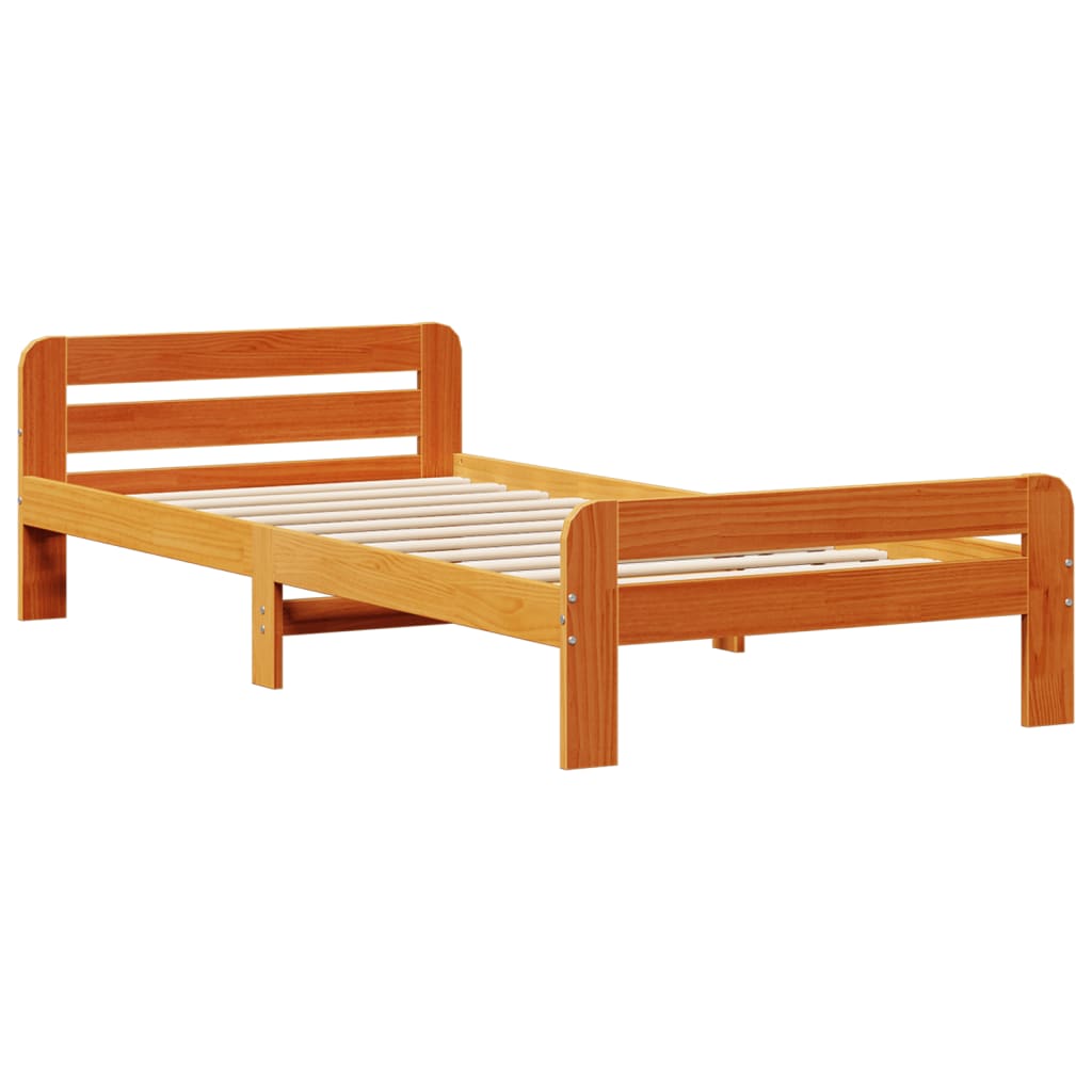 Letto senza Materasso Marrone Cera 75x190 cm in Legno di Pino - homemem39