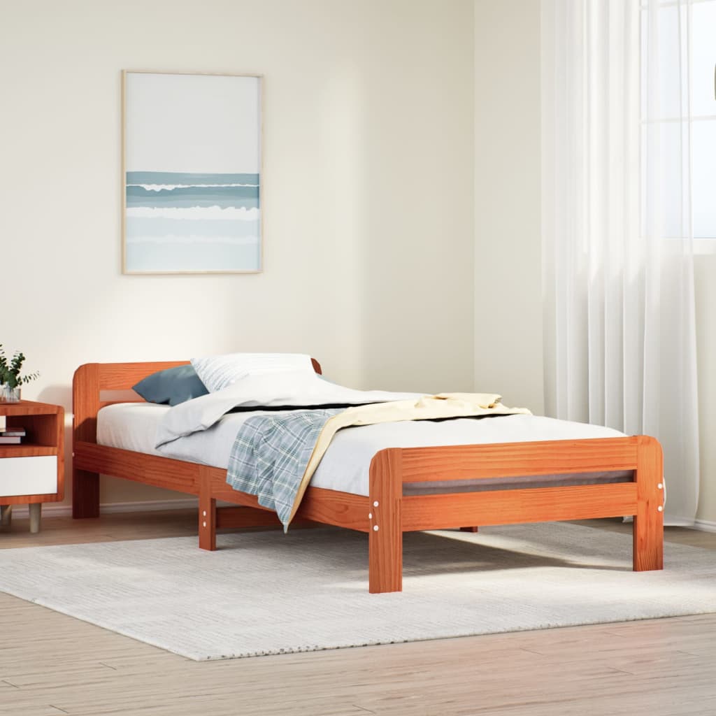 Letto senza Materasso Marrone Cera 75x190 cm in Legno di Pino - homemem39