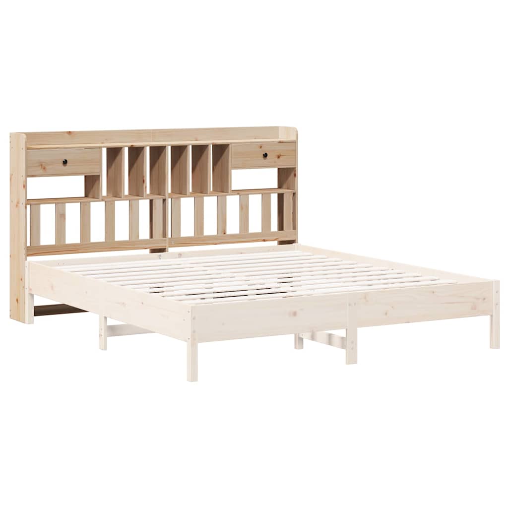 Testiera con Scomparti 200 cm in Legno Massello di Pino - homemem39