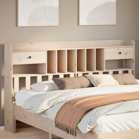 Testiera con Scomparti 200 cm in Legno Massello di Pino - homemem39