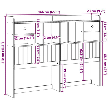 Testiera con Ripiani 180 cm in Legno Massello di Pino - homemem39