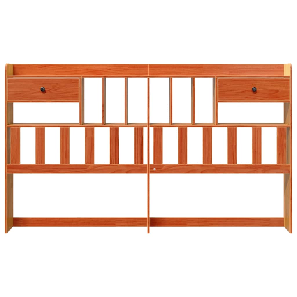 Testiera con Ripiani Marrone Cera 180 cm in Legno di Pino - homemem39