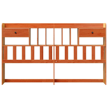 Testiera con Ripiani Marrone Cera 180 cm in Legno di Pino - homemem39