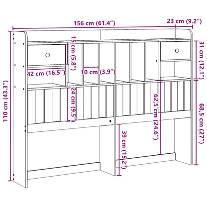 Testiera con Ripiani 150 cm in Legno Massello di Pino - homemem39