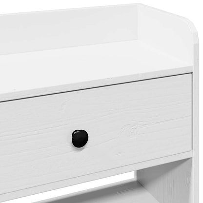 Testiera con Ripiani Bianca 140 cm in Legno Massello di Pino - homemem39