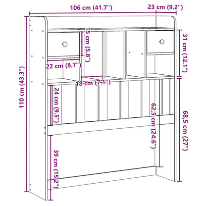 Testiera con Ripiani 100 cm in Legno Massello di Pino - homemem39